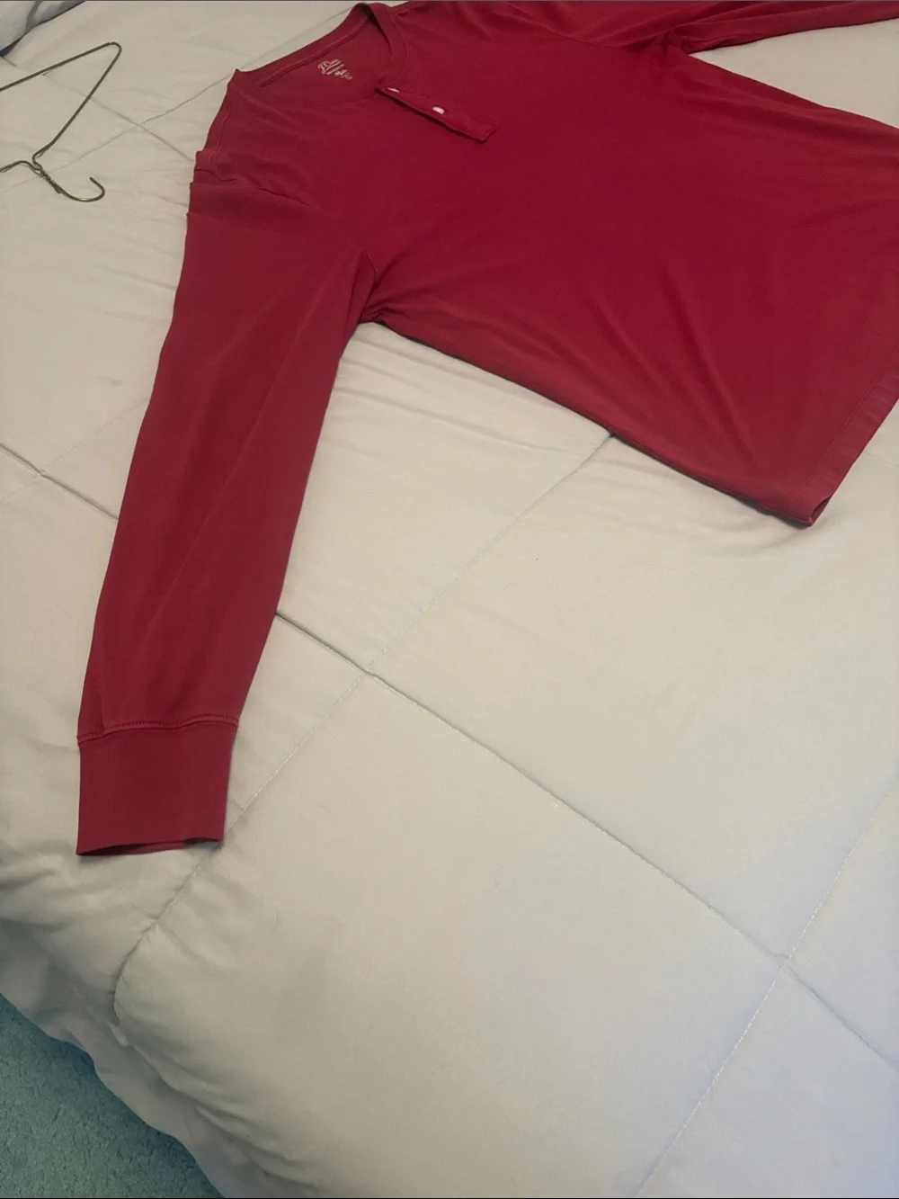 J. Crew Men's Long Sleeve Henley - Burgundy Red